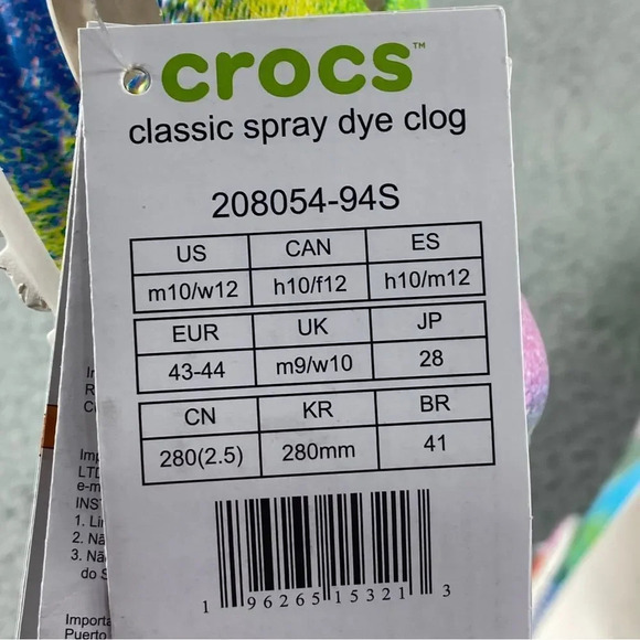 New crocs classic spray DYE MENS 10 CLOGS Tie-Dye Collection‎ Womens 12 Shoes - Picture 15 of 16